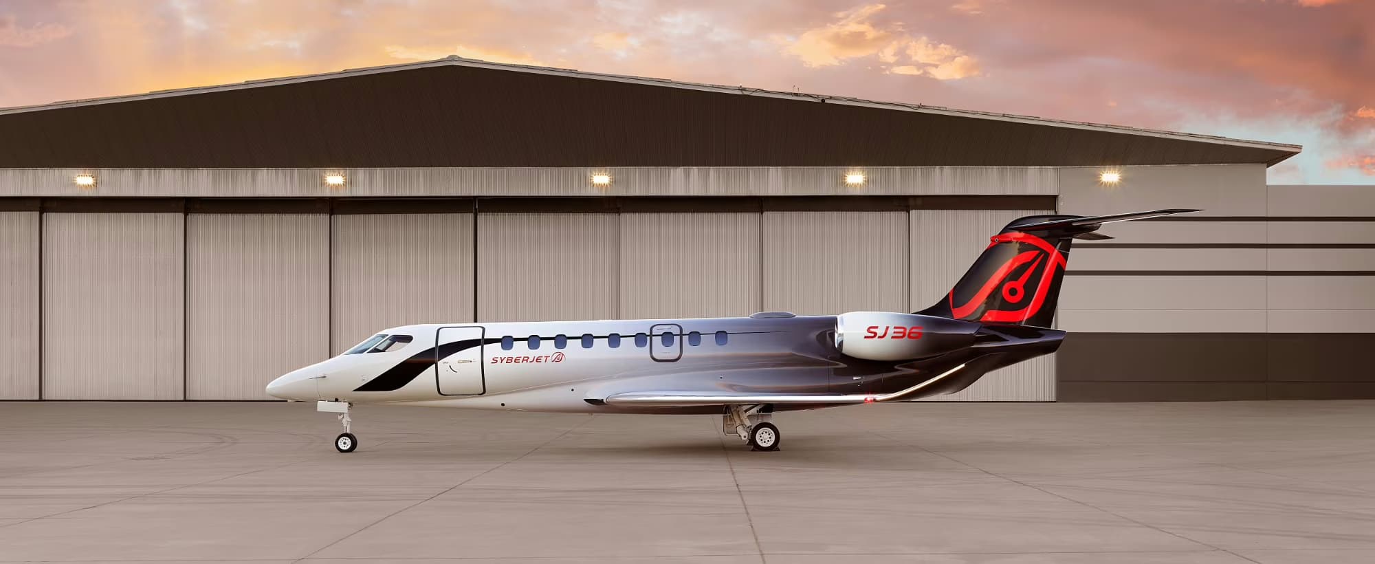 SJ36 side profile at the hangar